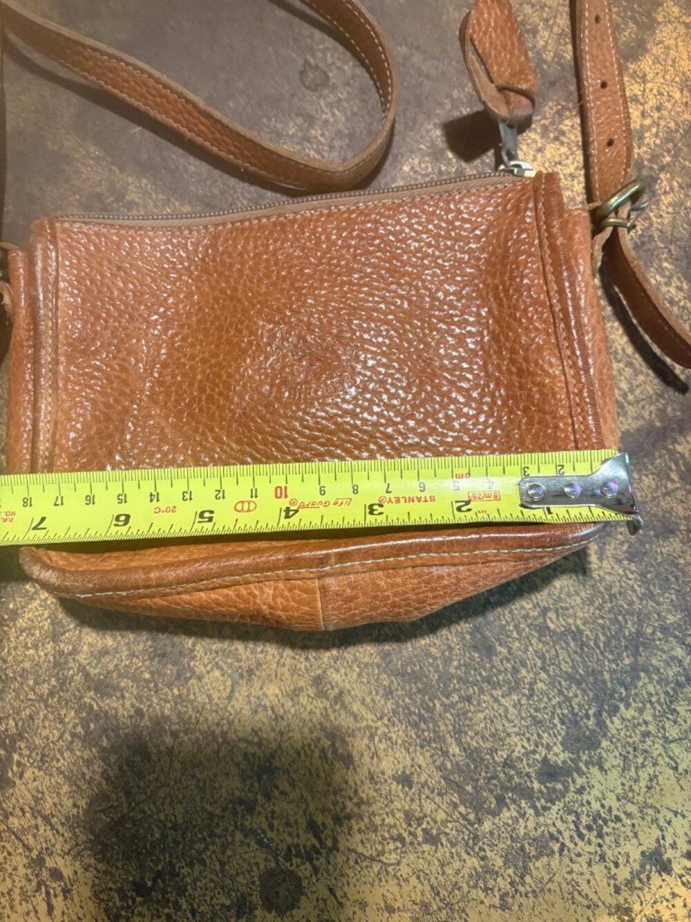 IL Bisonte Vintage Purse Wanny Di Filippo Pebbled Caramel Tan Leather Crossbody - Picture 3 of 7
